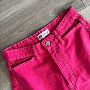 Zara Women's High Rise Fuchsia Jeans